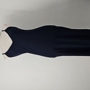 Navy Blue PrettyLittle Thing Ribbed Stretchy Slip Dress w Spaghetti Straps